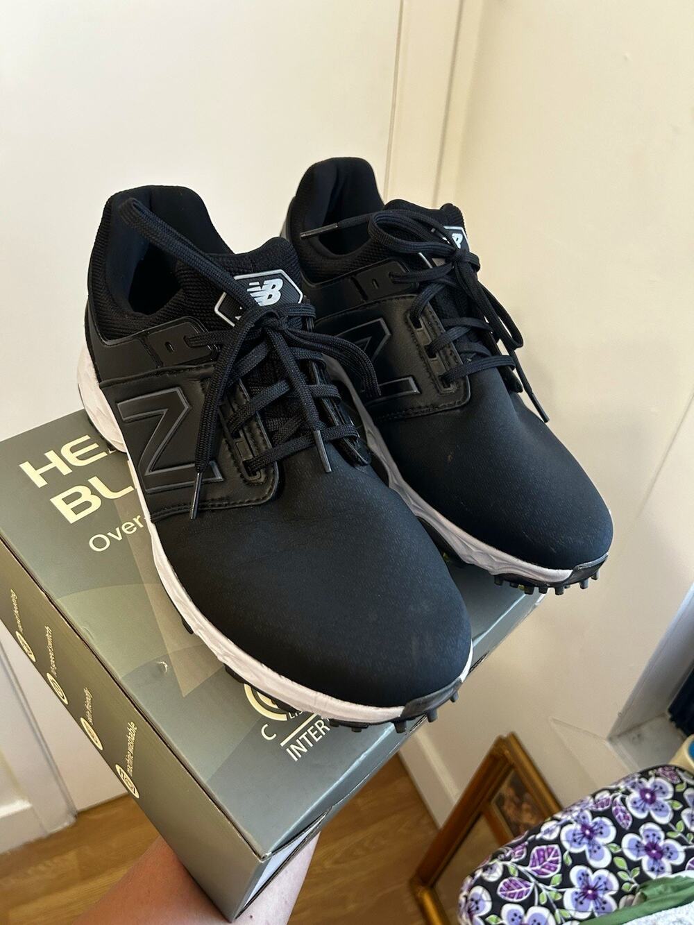 New Balance PRO SL Men's Spiked Golf Shoes Black/White Lace-Up Low Top size 10.5